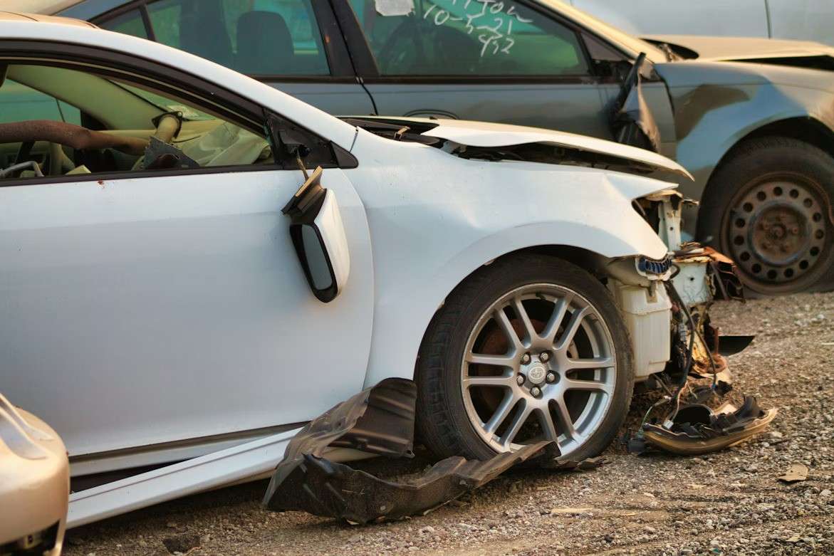 A car with immense damage to its front